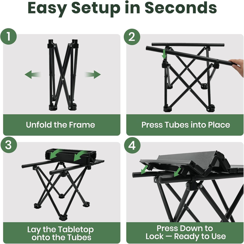 2 Pack Camping Table Foldable, Portable Folding Beach Table, Black-M