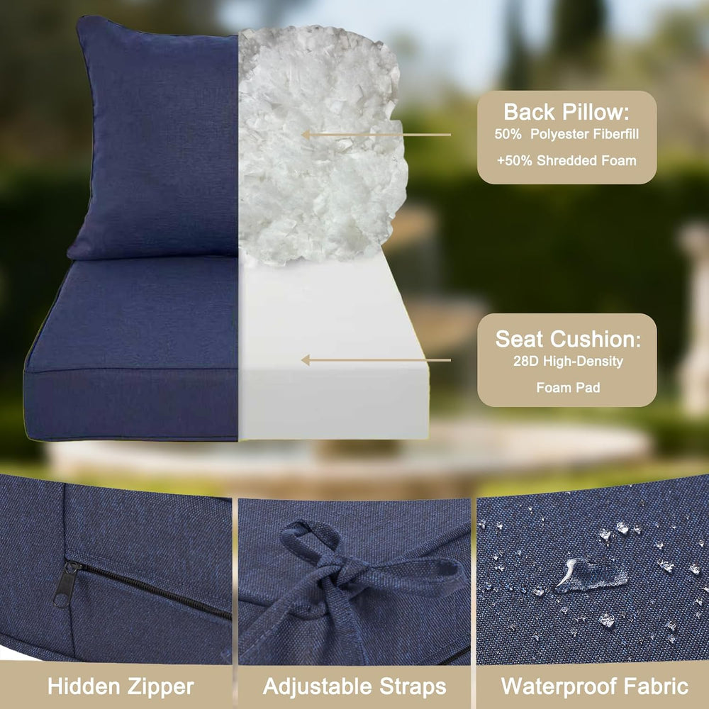 Patio Cushions for Outdoor Furniture,Waterproof,22x24,Navy Blue
