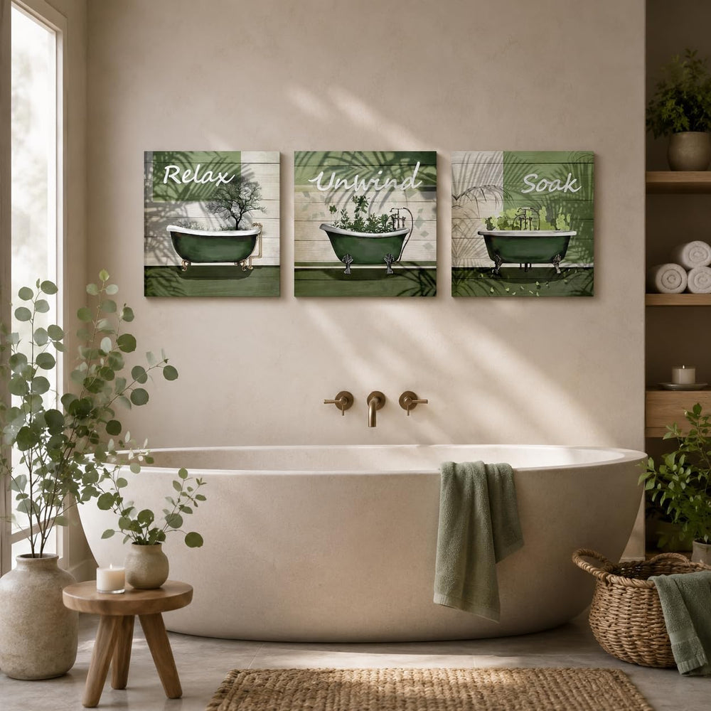 Nachic Wall Green Bathroom Wall Decor Relax Soak Unwind Signs Picture