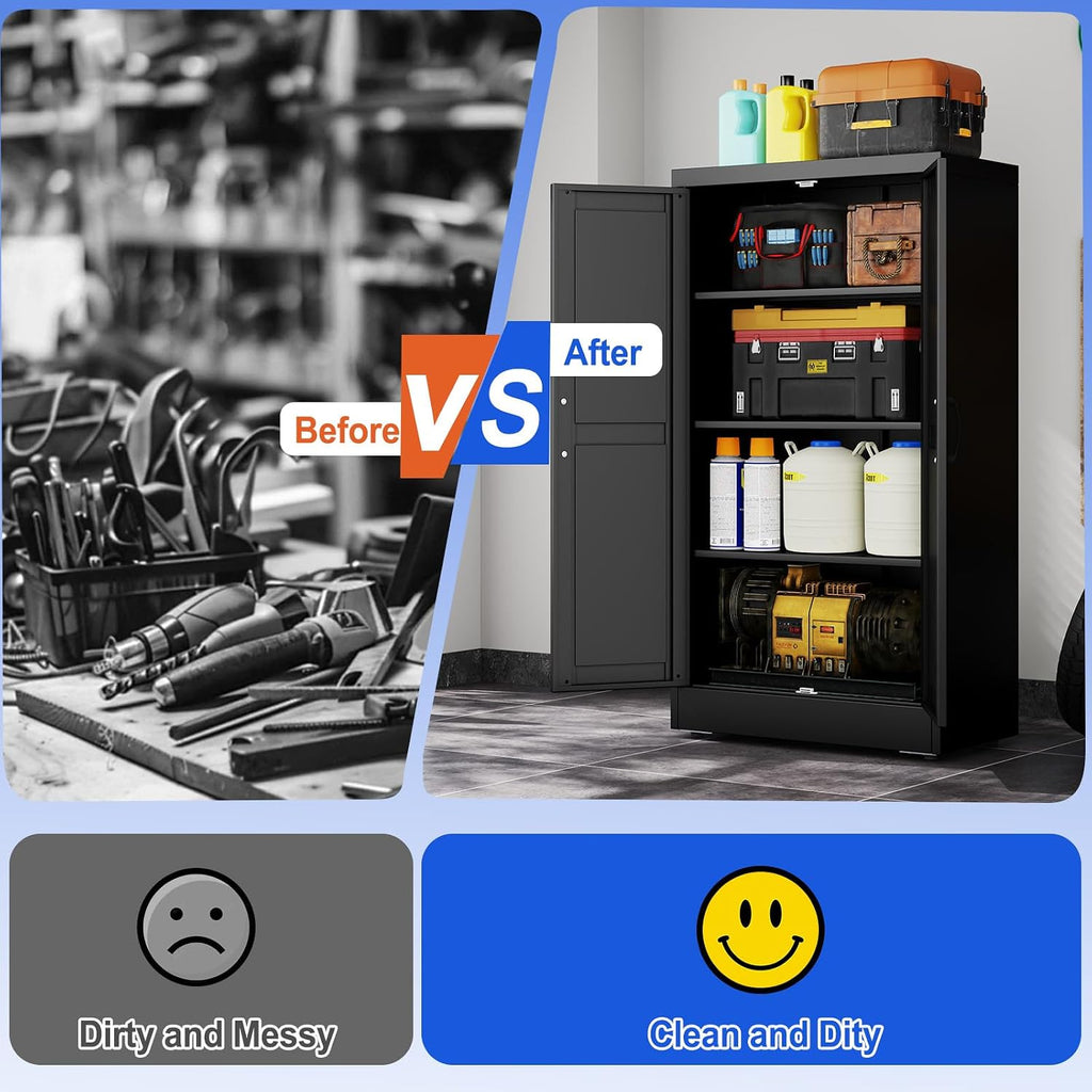 GAIOUS 43.3'' Tall Kitchen Pantry Cabinet, Black Metal Storage Cabinet