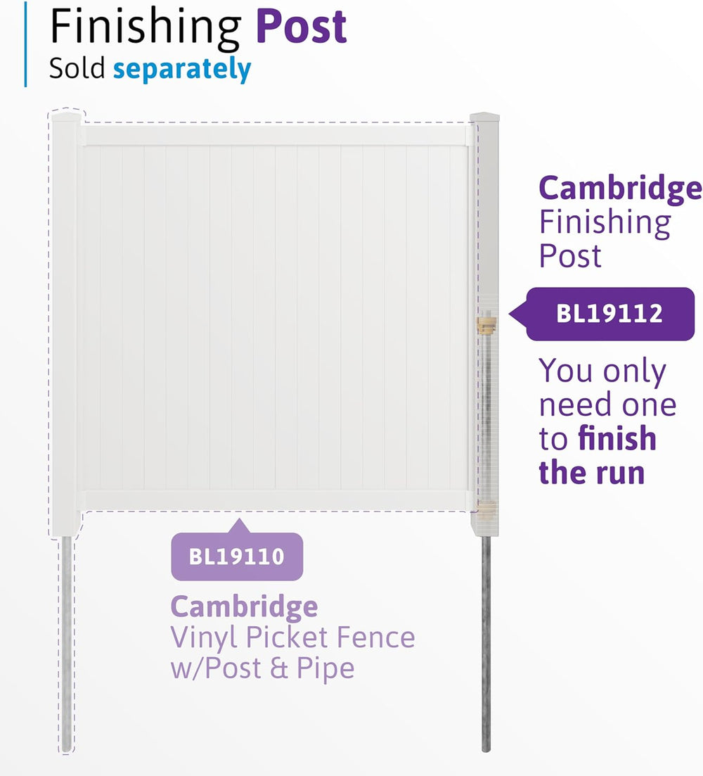 WamBam Cambridge Privacy Fence, White Vinyl No Dig DIY Kit