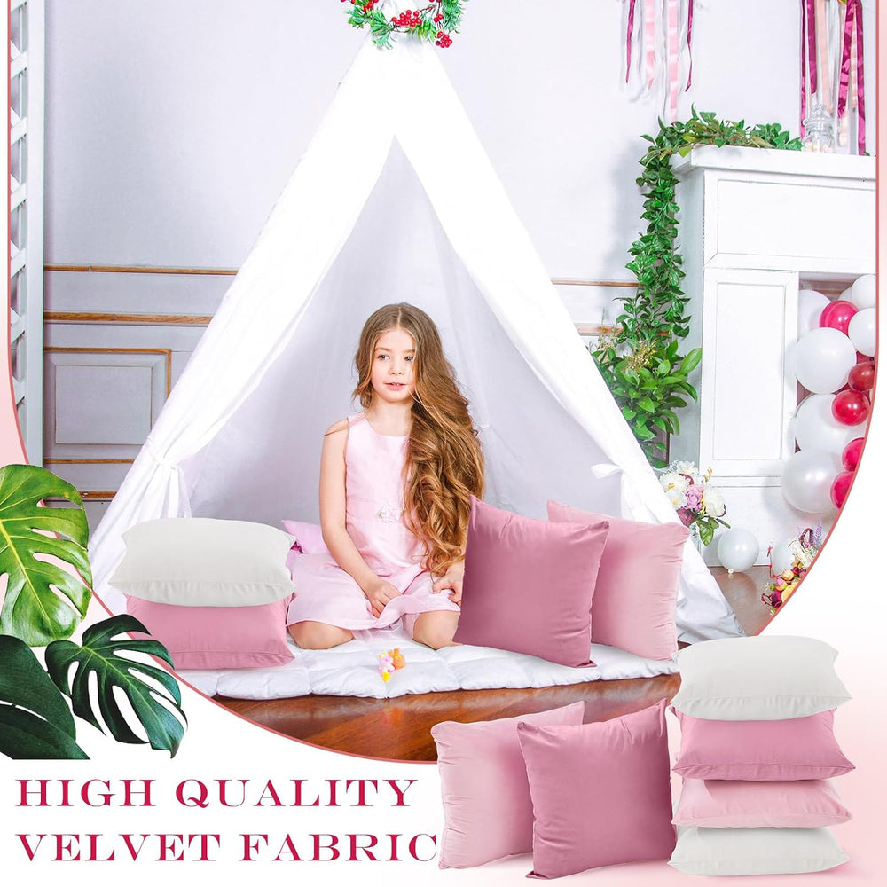 Berlune 12 Pcs Pink Velvet Throw Pillow Covers 18x18 Picnic Cushion Case