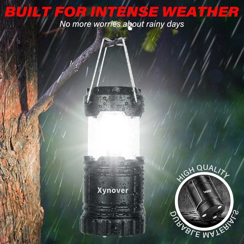 4-Pack Solar Camping Lanterns,Rechargeable LED with USB/Solar/AA Battery,Magn...