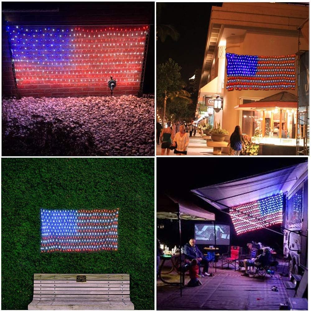 (New) American Flag Lights, 420 LED USA Flag, Outdoor Waterproof Patriotic Li...