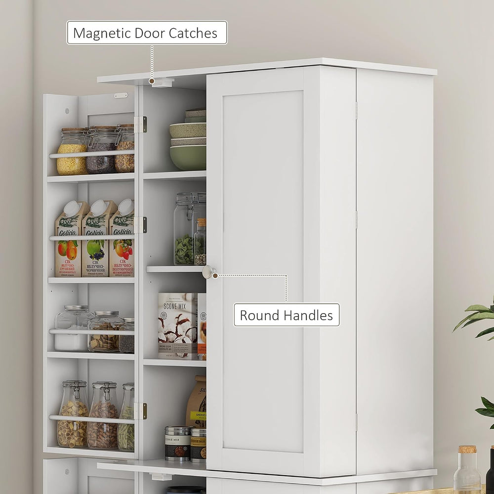 HOMCOM 65" Kitchen Pantry Storage Cabinet 16 Door Shelves White
