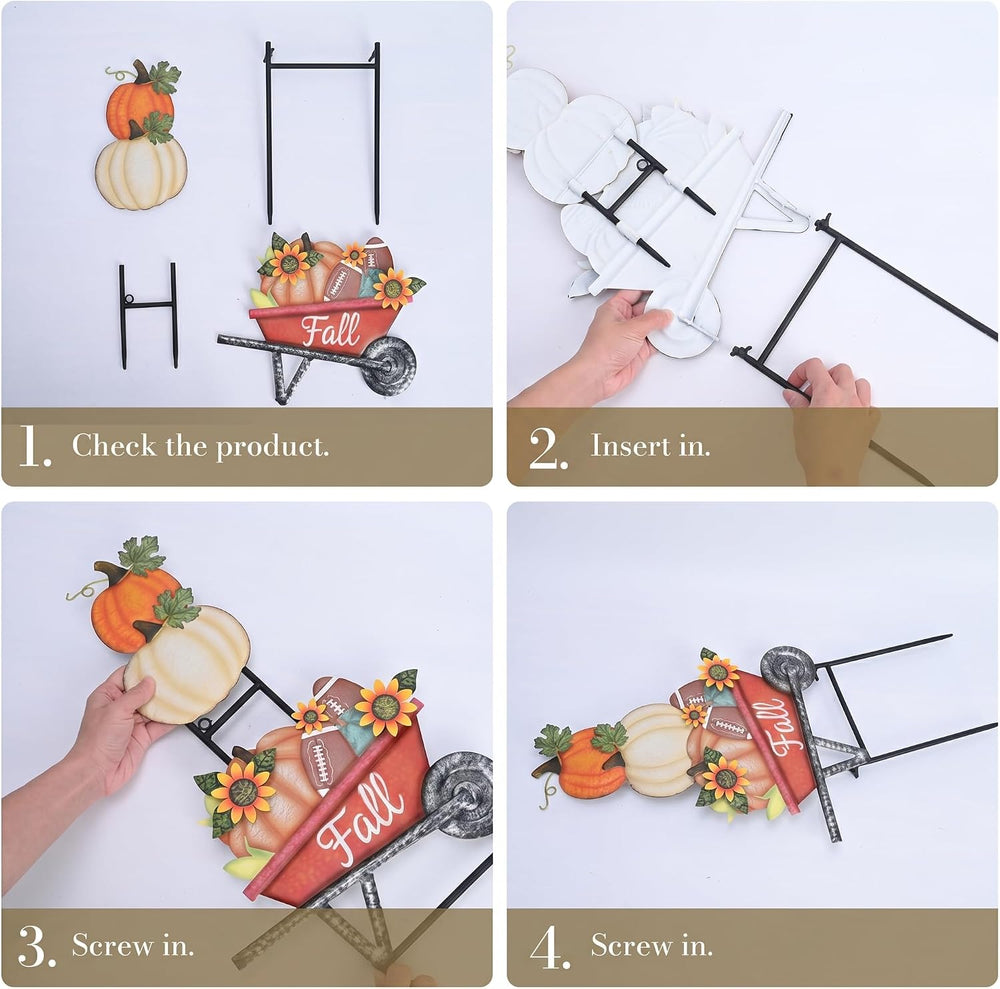 TERESA'S COLLECTIONS Fall Outdoor Decor Pumpkins Metal Garden Stake 23"