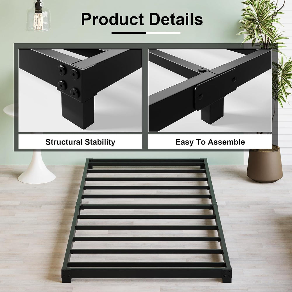 3 Inch Low Profile Twin Bed Frame Heavy Duty Floor Platform