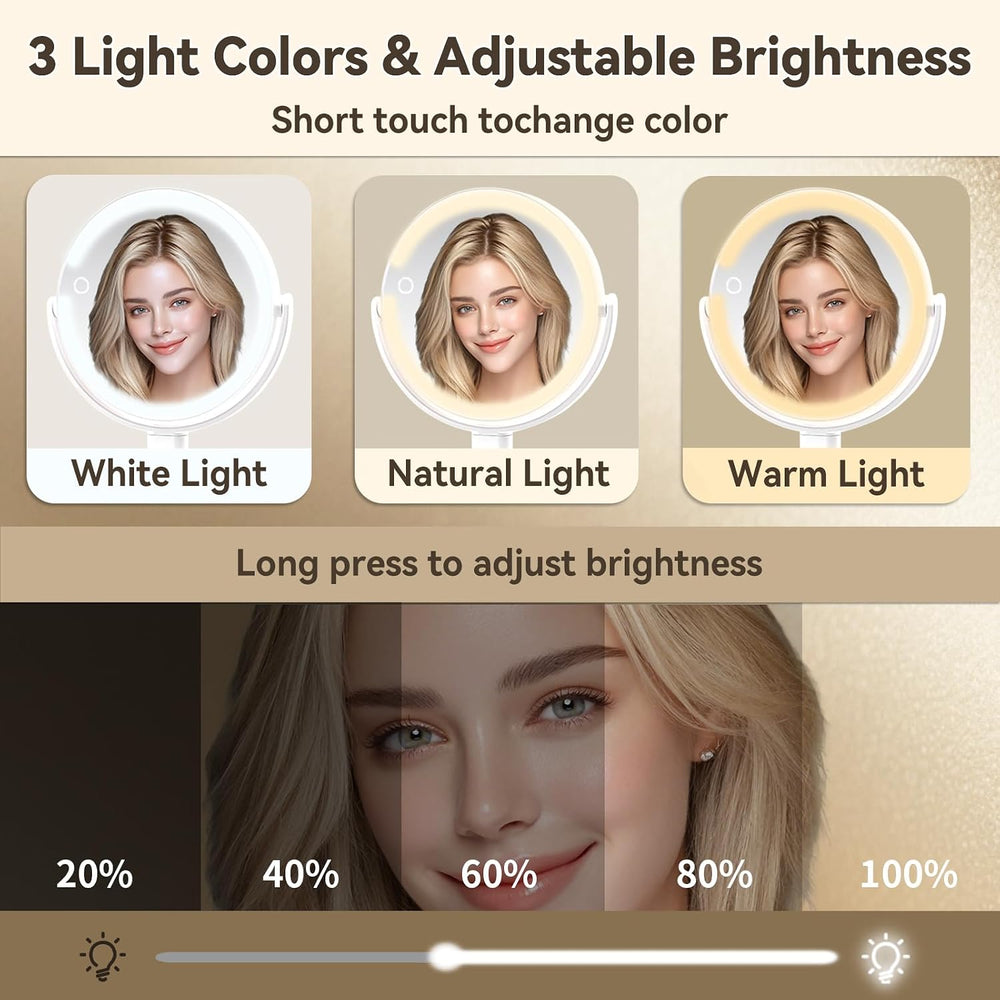 SANYCASA Makeup Mirror with Lighting, 1X/10X Magnifying Mirror
