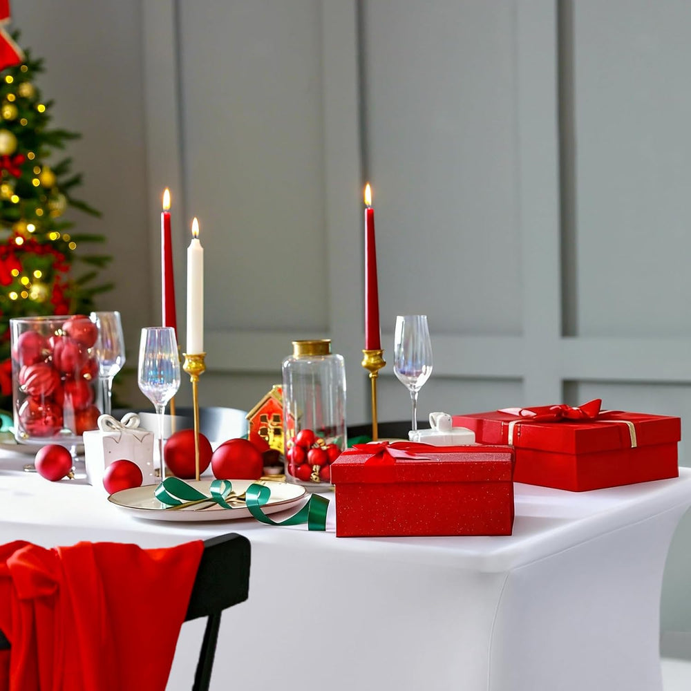 2 Pack Spandex Table Covers, White, 6 ft X 18 Inches