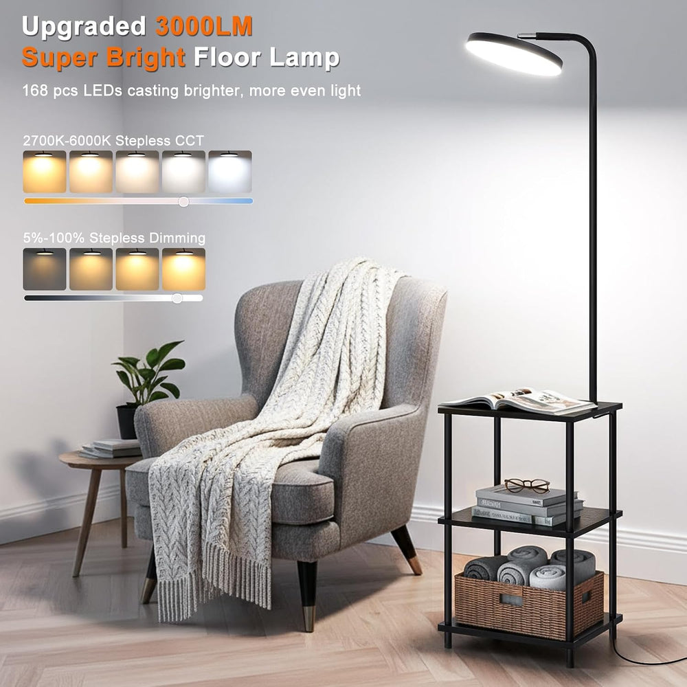 LED Floor Lamp with Table, 25W/3000LM Super Bright Floor Lamp with Remote