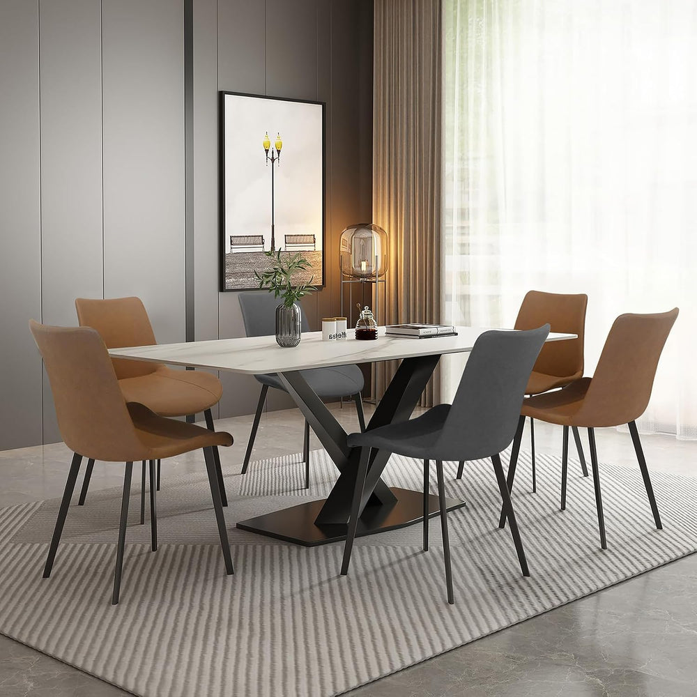 Dining Chairs, Modern PU Leather Dining Room Chair with Sturdy Metal Legs, Up...