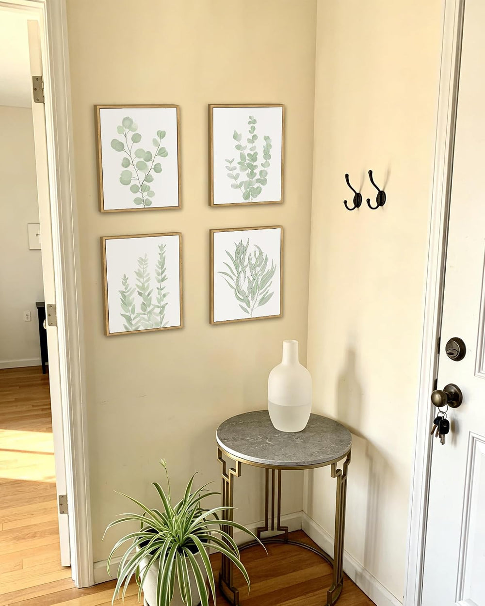Drsoum Framed Botanical Plant Canvas Wood Wall Art Light Green Sage Wall Deco...