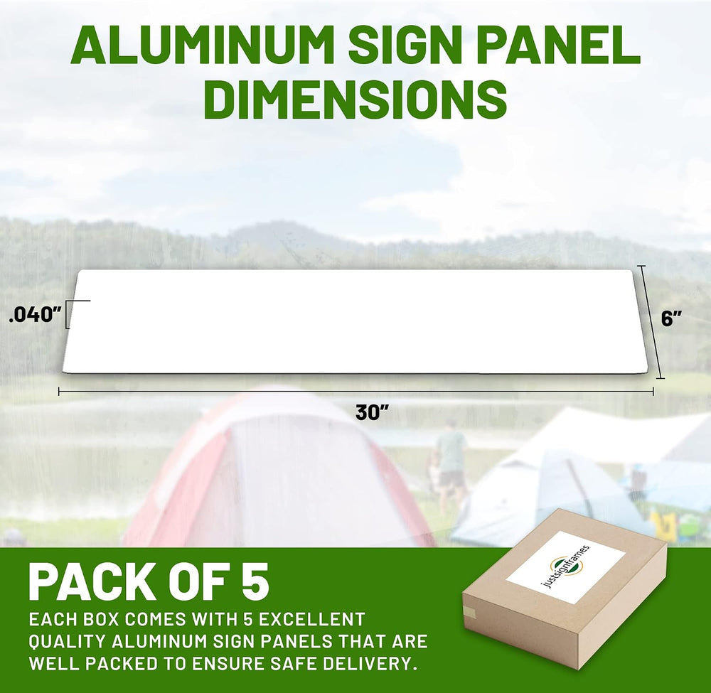 Aluminum Sheet Blanks for Custom Signs, 6 x 30 x .040 in, White, 5 Packs