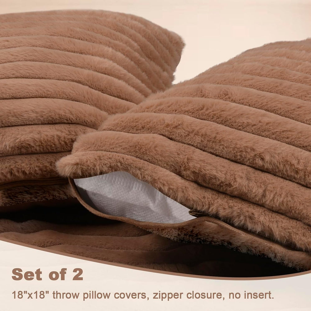 Blanket & Throw Pillow Covers Set - Dual-Sided Faux Fur Fluffy Blanket (5...