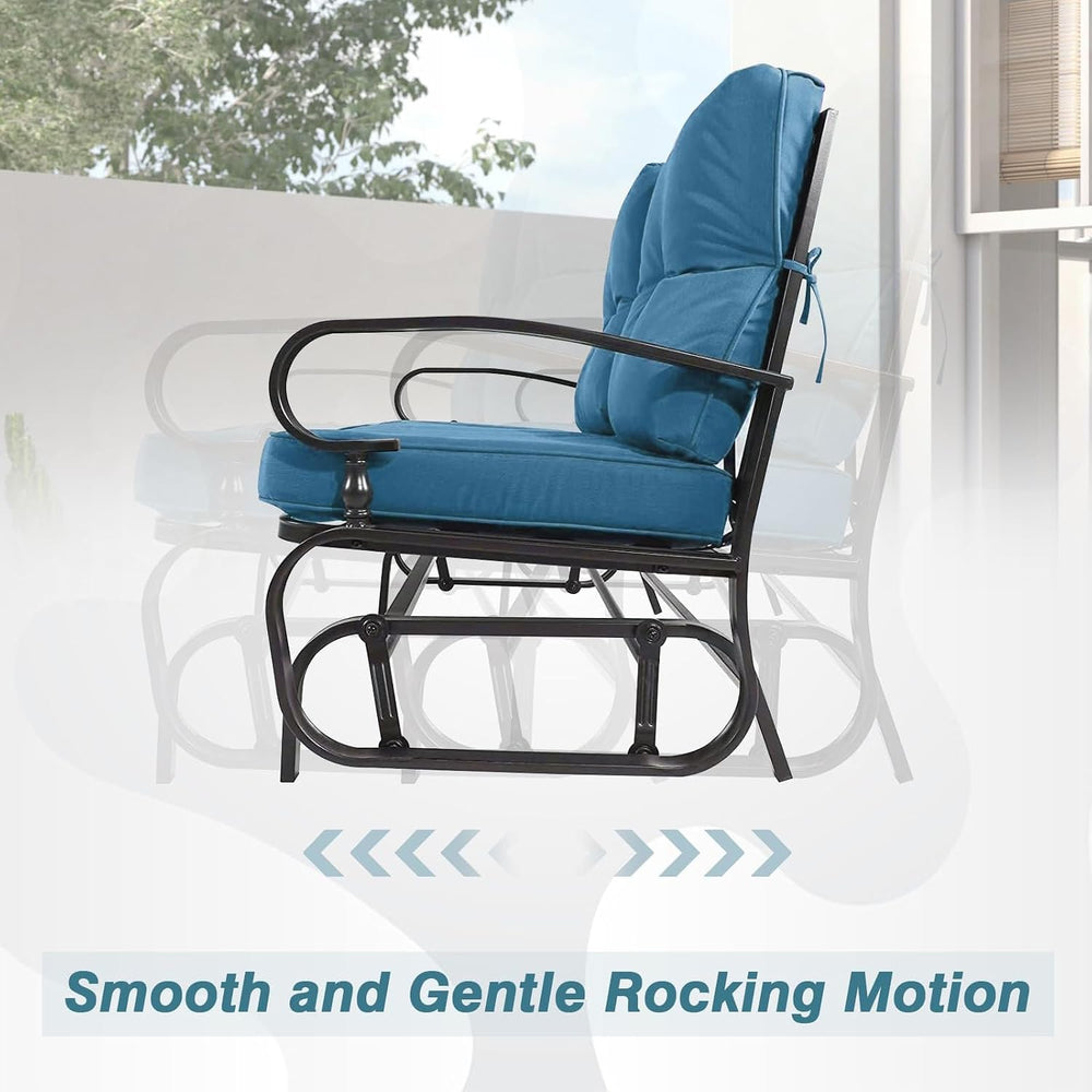 Outdoor Glider Rocking Bench 2 Person Patio Loveseat Steel Frame Furniture Se...