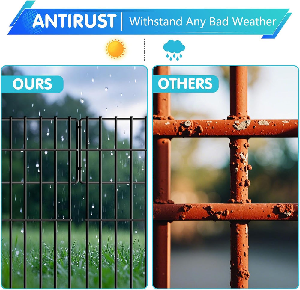 26 Panels No Dig Fence, 28ft(L) x 17in(H) Dog Digging Fencing Barrier, 1.2in ...