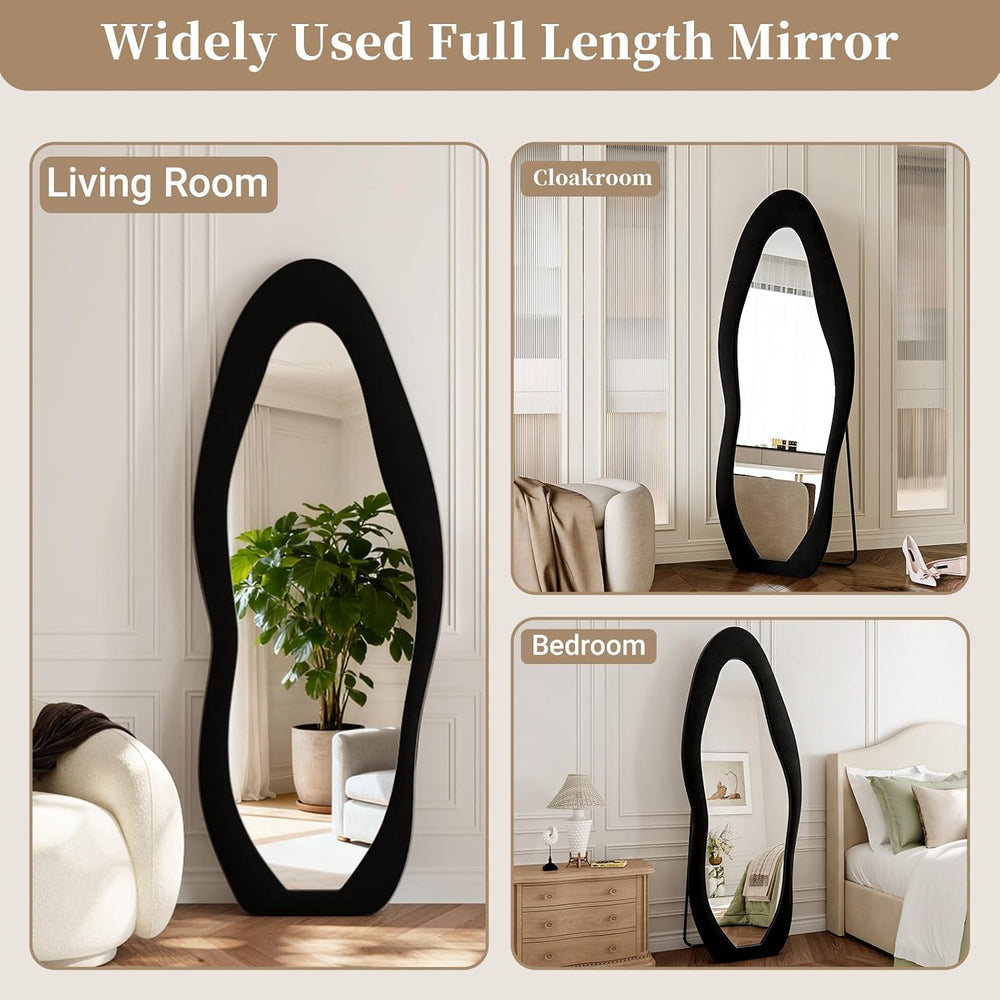 Full Length Mirror, 63"x24" Wavy Full Body Mirror Flannel