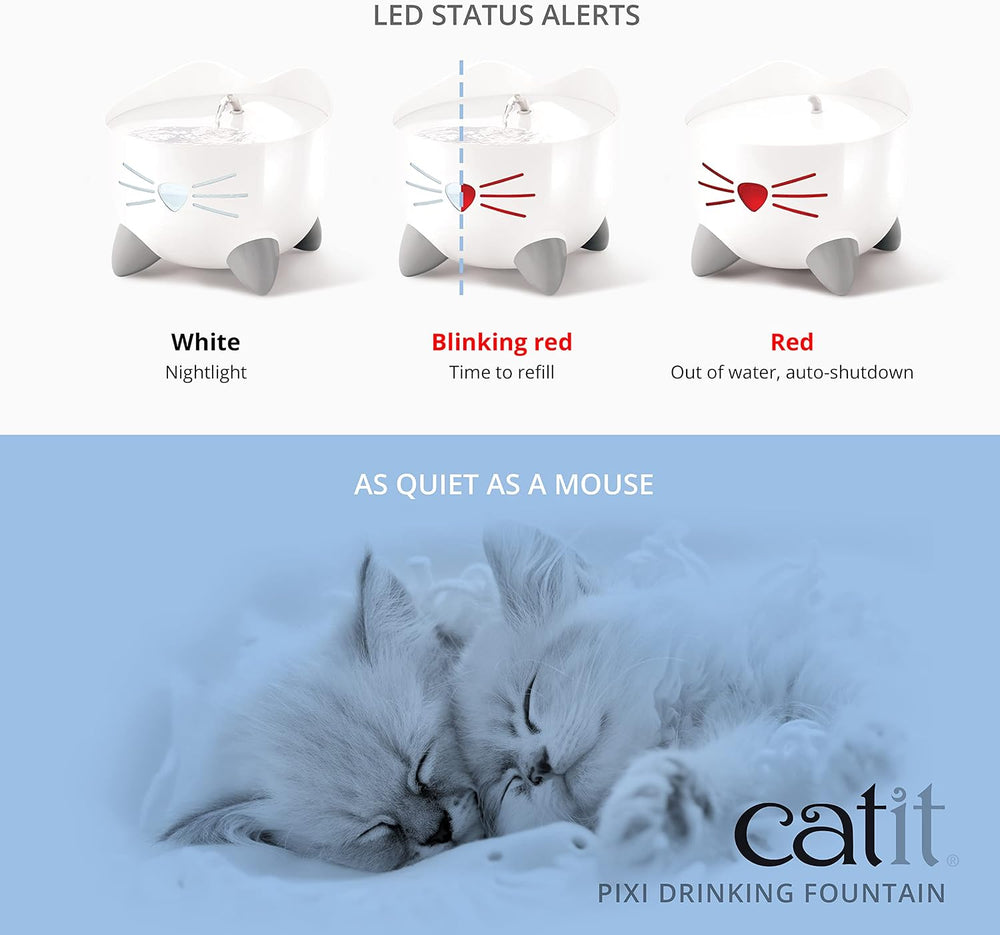 Catit PIXI Cat Drinking Fountain, Running Water Fountain, Pink