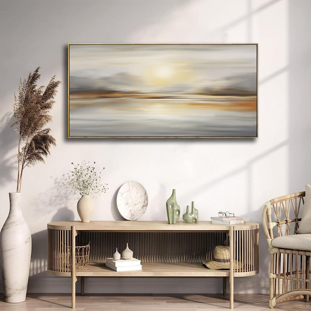 Framed Wall Art Abstract Seascape Canvas Printing Wall Decor Artwork for Livi...