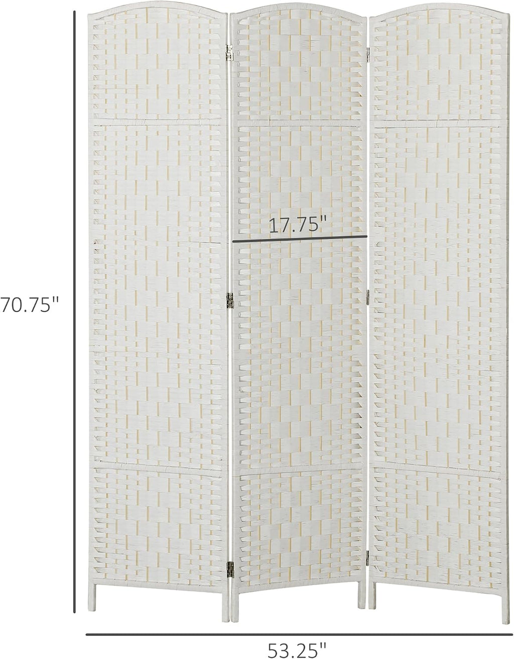 HOMCOM Room Divider 3-Panel, 6FT-Tall Folding Privacy Screen, White