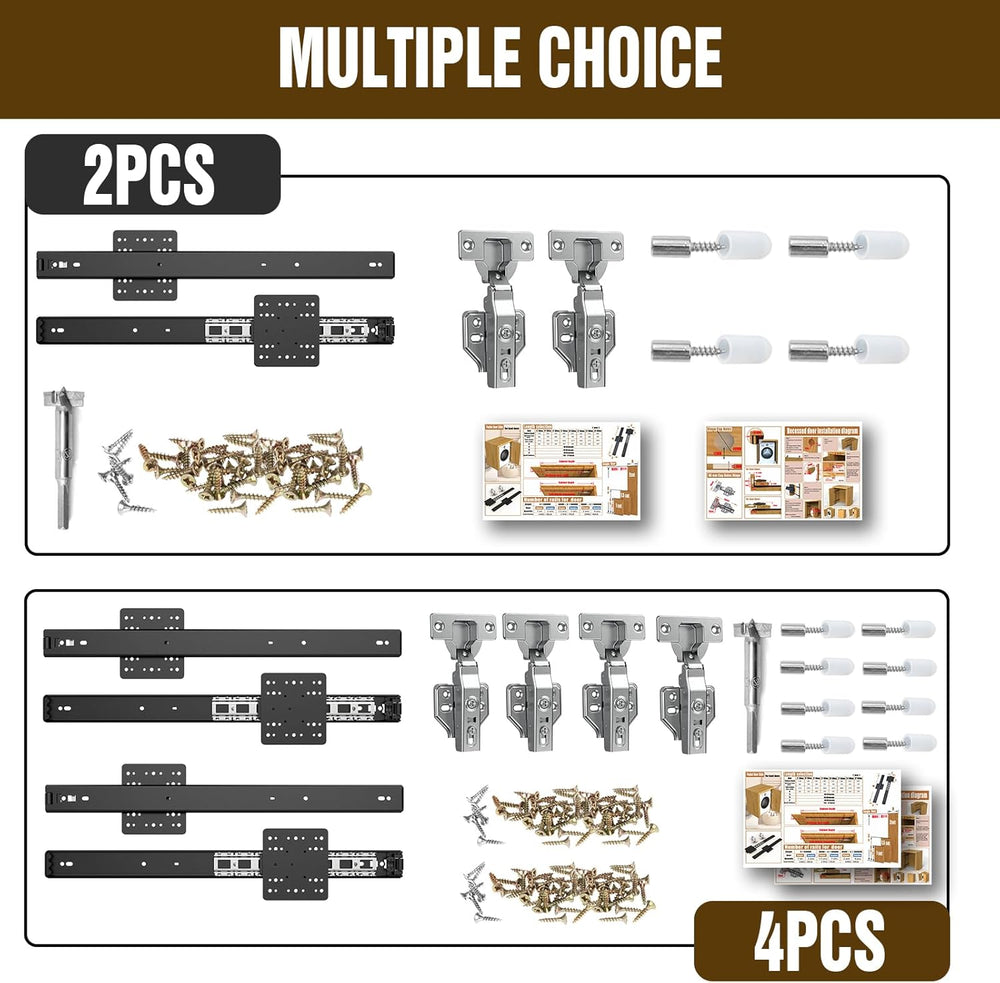 Pocket Door Hardware 16in Sliding Kit for Cabinet Wardrobe Doors 4PCS