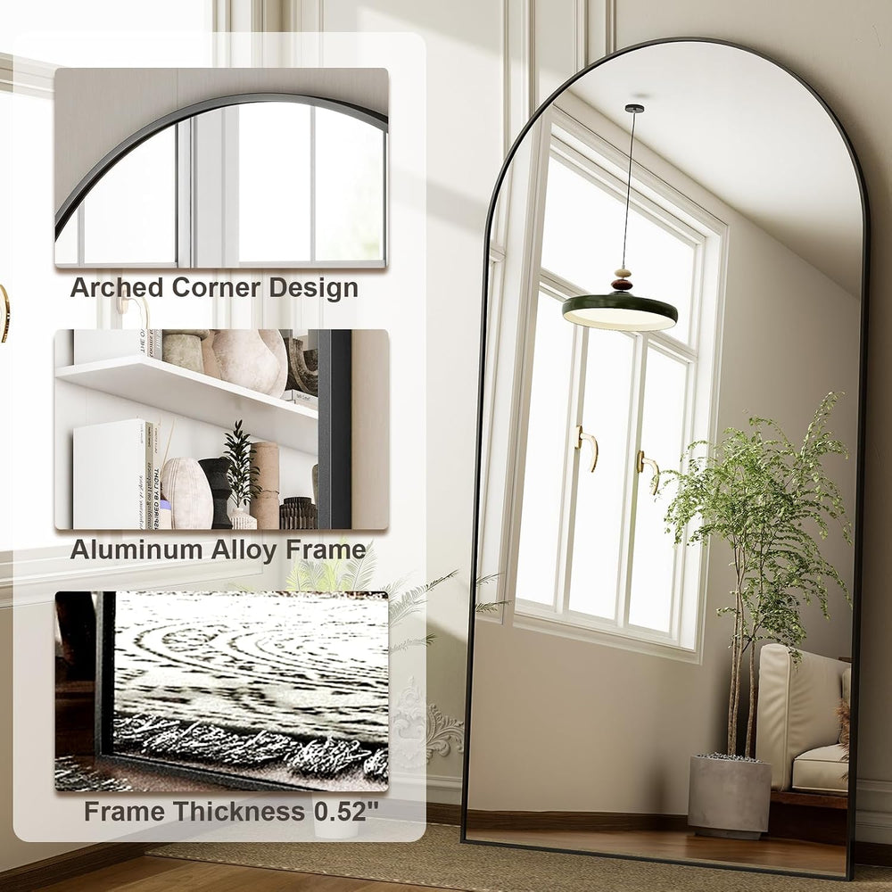 HARRITPURE 76"x34" Arched Full Length Mirror, Black