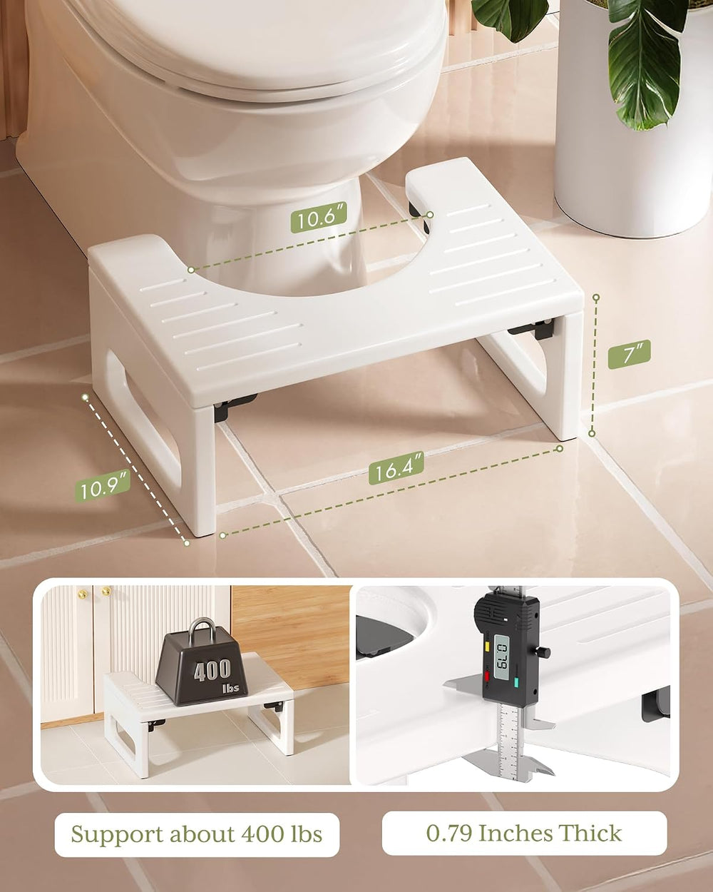 AmazerBath 7 Inches Bamboo Toilet Stool Squat for Adults, Foldable Poop Stool...