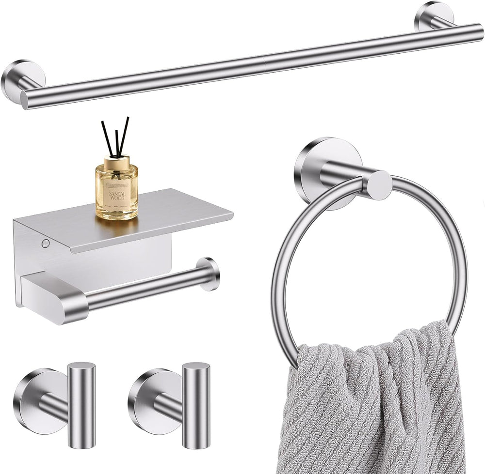 Lairuier Bathroom Hardware Set Brushed Nickel Towel Holder Set Wall Mounted