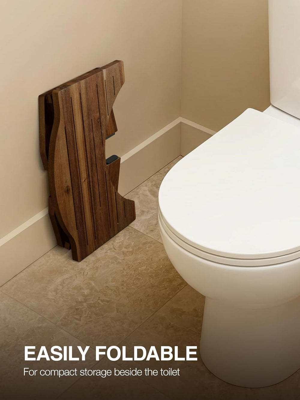 Tidita 7.2" Foldable Toilet Foot Stool for Adults, Non-Slip, Walnut Color