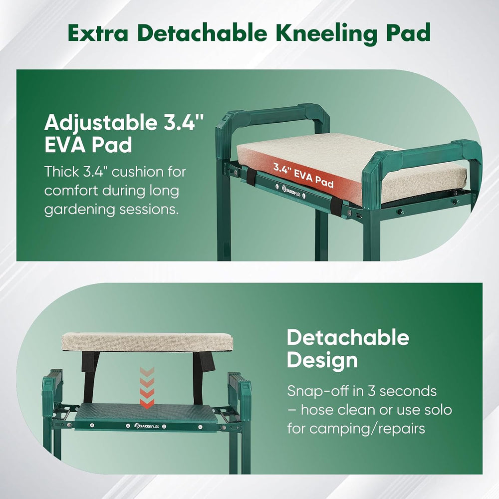Sakerplus Garden Kneeler and Seat,Heavy Duty Foldable Garden Stool and Garden...