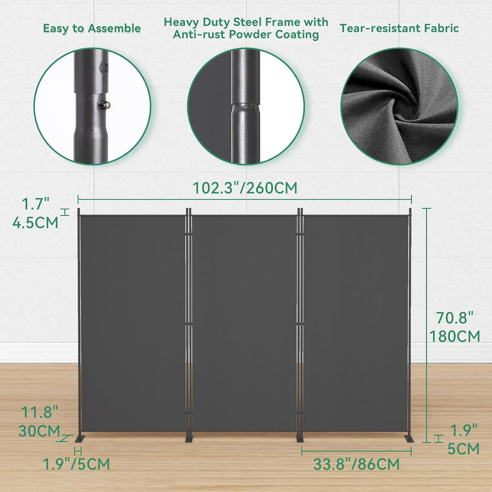 Helios&Hestia 3-Panel 6 ft Tall Indoor Folding Room Divider, Portable Pri...