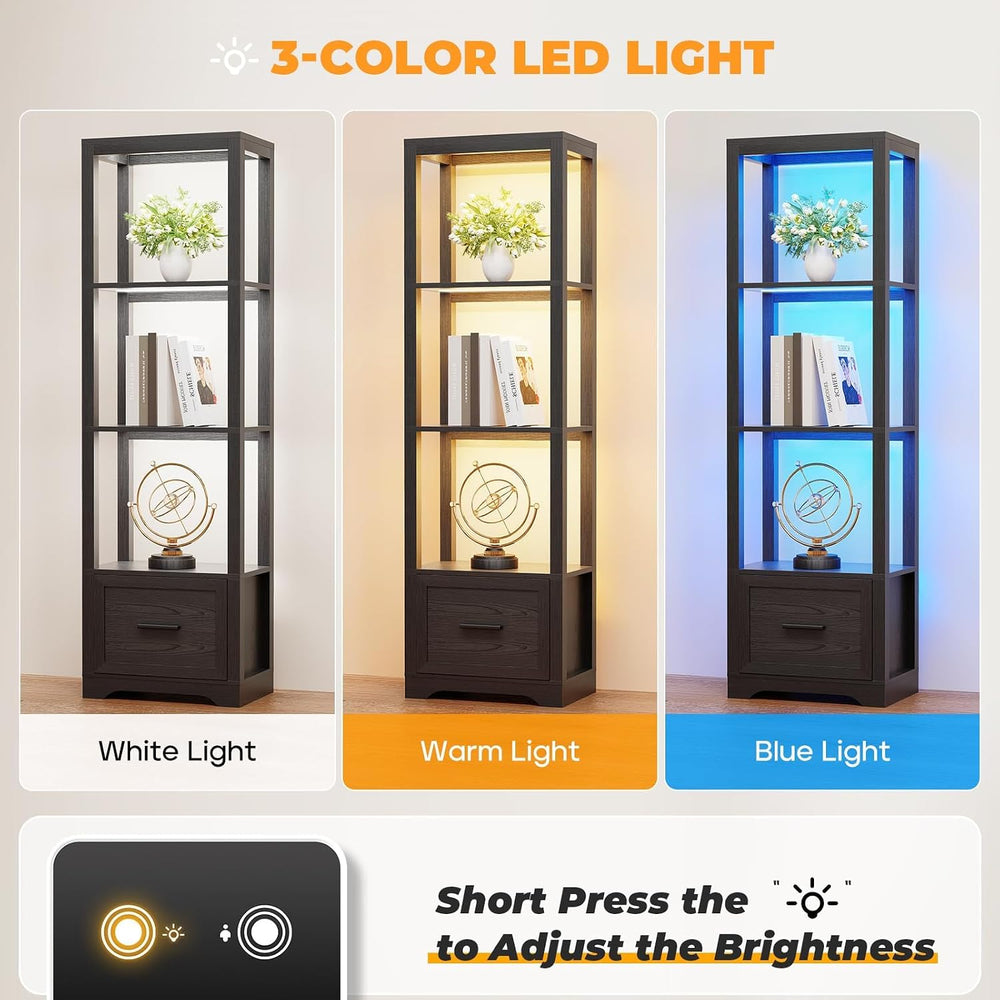 BROTTAR Display Shelf with 3 Color Light, Black