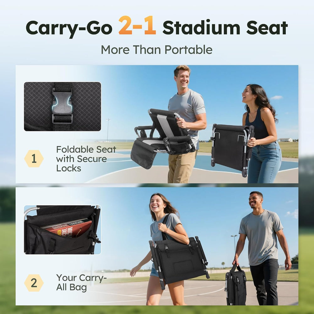 LET'S CAMP 2 Pack Folding Stadium Seats, Portable Bleacher Chairs