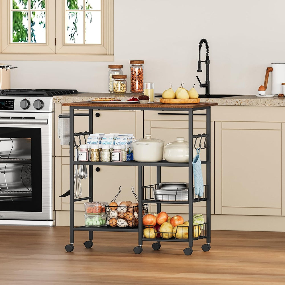 Snughome Rolling Kitchen Island with Storage, Microwave Stand Cart