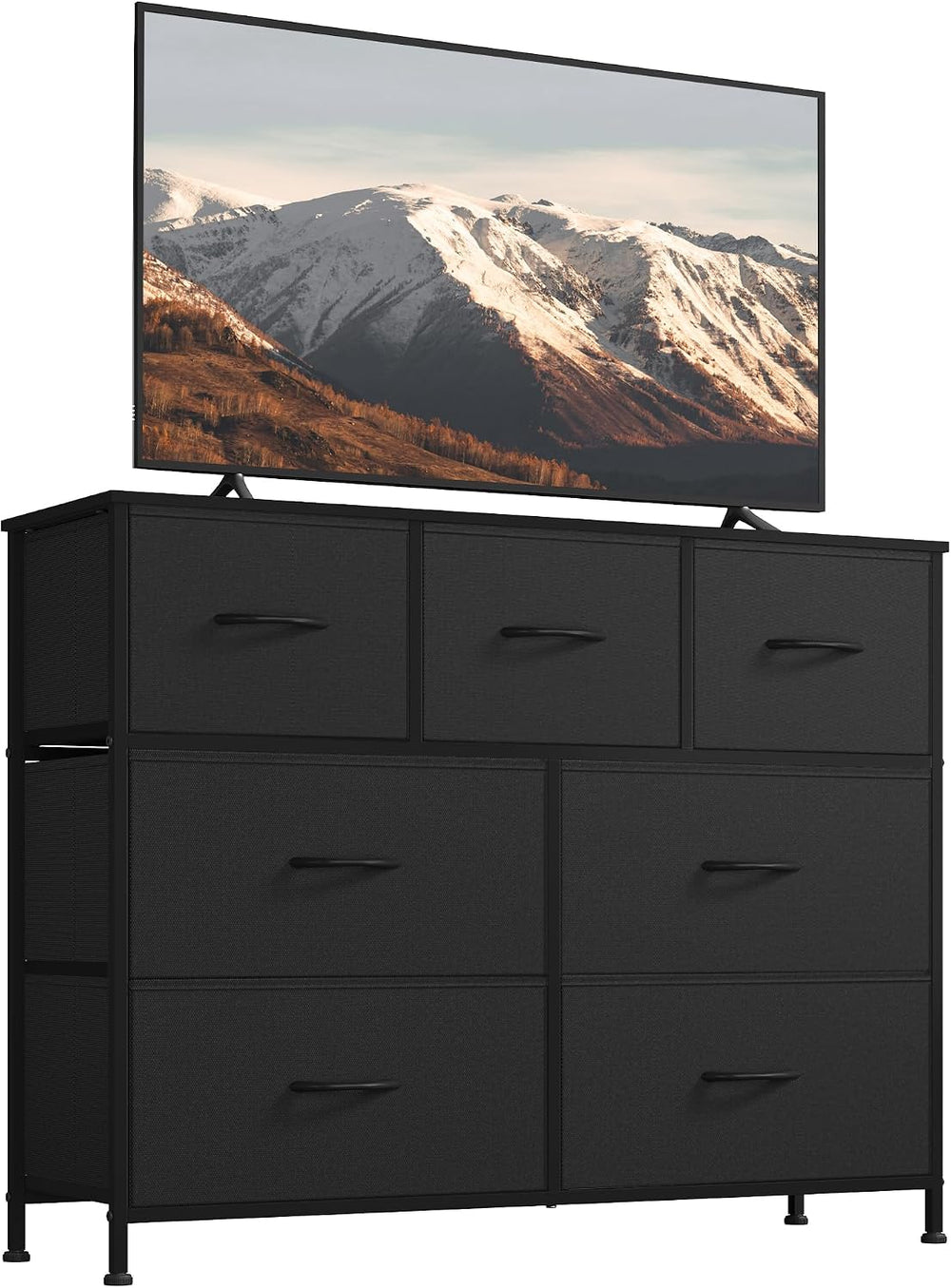WLIVE Dresser for Bedroom, 7 Drawers, TV Stand, Black