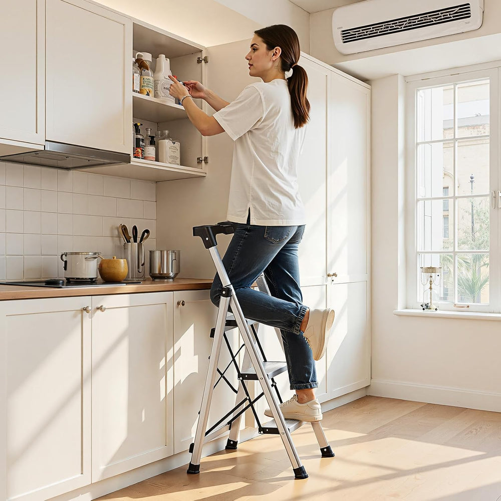 VEVOR 3 Step Ladder, Folding Step Stool with Wide Anti-Slip Pedal and Comfort...