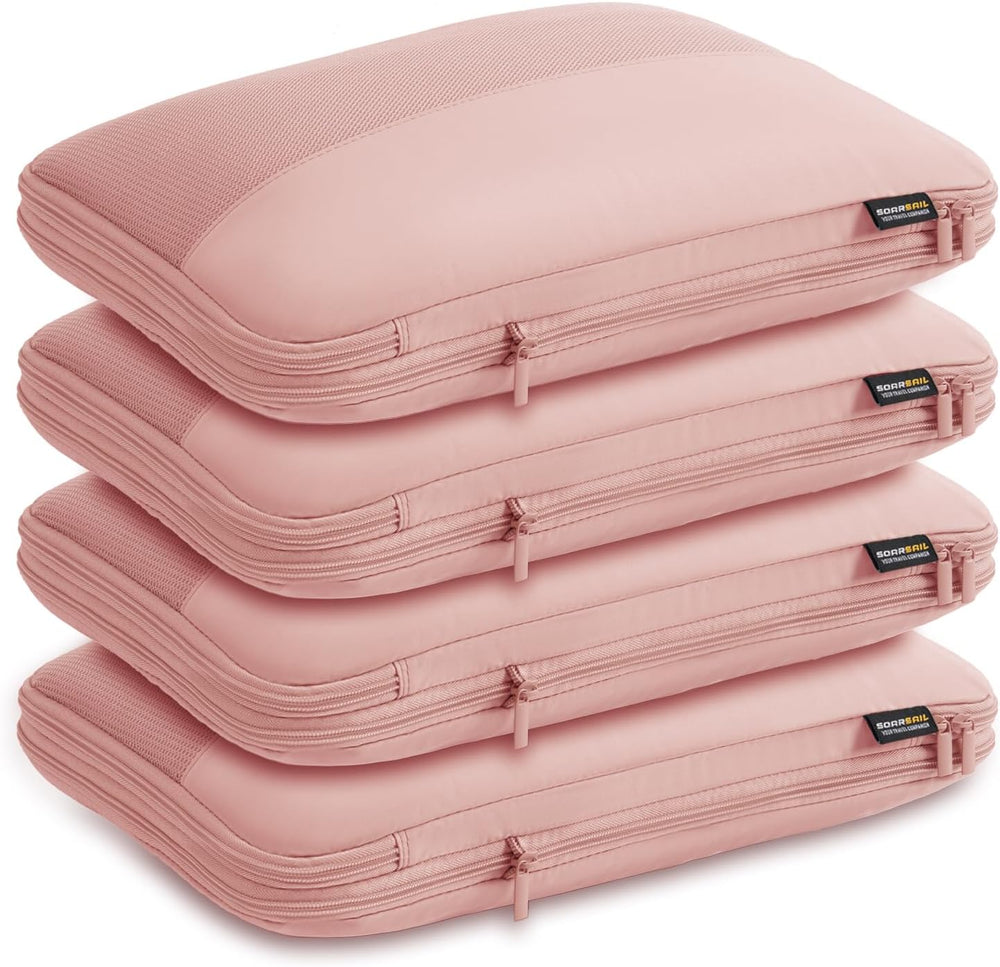 4 Large Compression Packing Cubes for 7–14 Day Travel, Dusty Pink