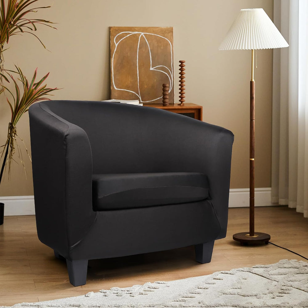 Club Chair Slipcover, Stretch Black Tub Barrel Chair Covers Slipcovers 2 Piec...