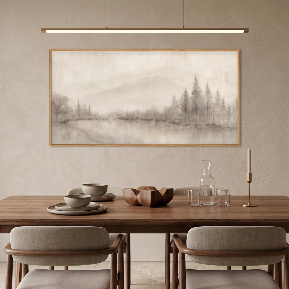 Aurlan Large Abstract Misty Lake Tree Framed Canvas Wall Art Set-40"x20&...
