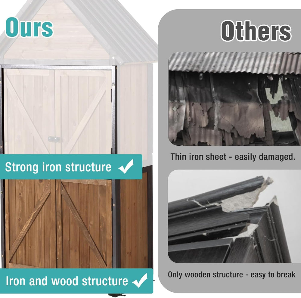 Outdoor Storage Cabinet,Garden Shed with Metal Frame Adjustable Shelves