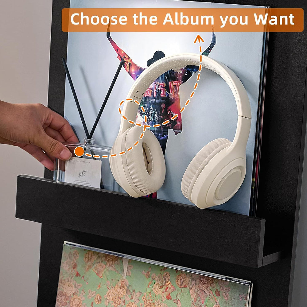 LELELINKY Wall-Leaning Vinyl Record Holder Set of 3 with 3 Tier Display Shelf...