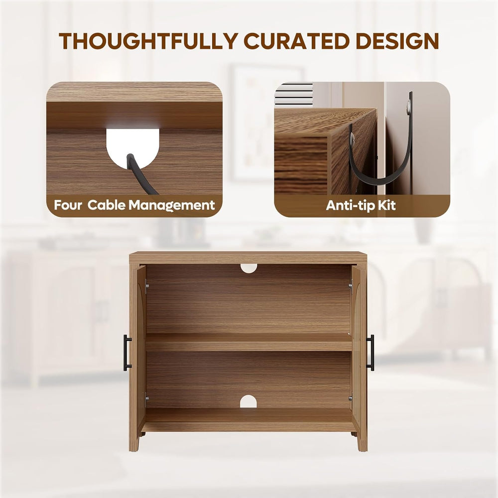 Bestier 37" Fluted Sideboard Buffet Cabinet with Storage, English Oak