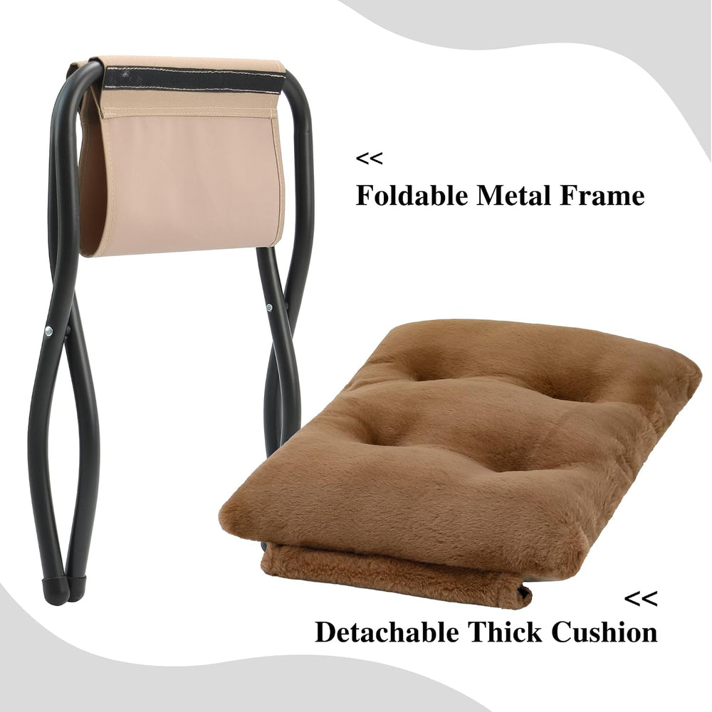 15"(H) Folding Ottoman, Set of 2, Foldable Footrest Stool, Small Foot St...