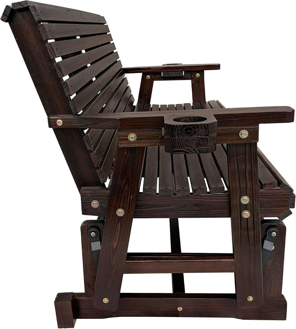 Fortune Candy Patio Glider with Cup Holders, Chocolate Tone, 3-Seater