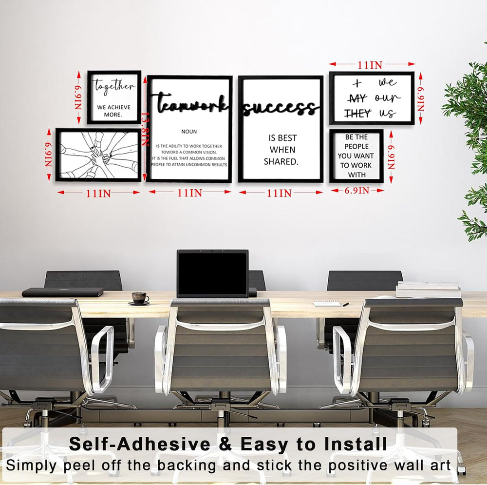3D Wood Office Wall Art, Framed Inspirational Teamwork Wall Art, Motivational...