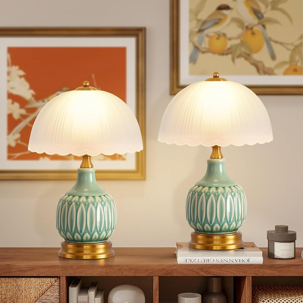 Table Lamps Ceramic Retro Lamp for Living Room,15." Modern Bedside Night...