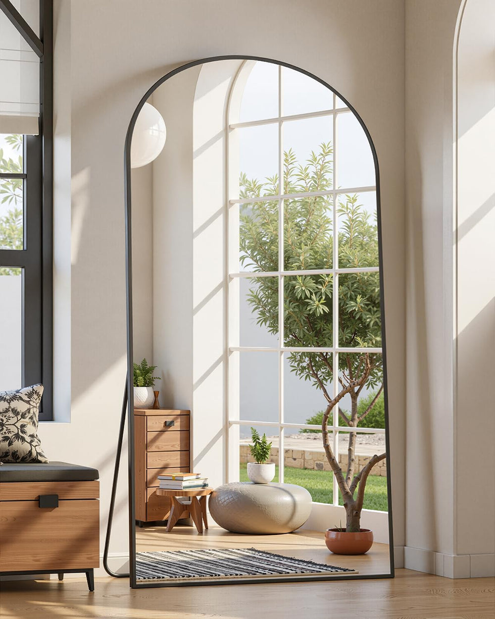 Suidia 81" x41” Arched Full Length Floor Mirror, Black Full Body Mirror