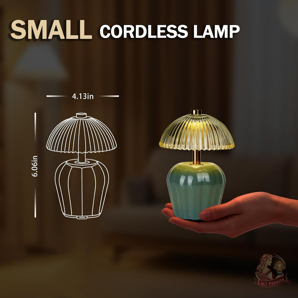 MJ PREMIER Rechargeable Table Lamp, Small Cordless Lamp with Timer, Green*2