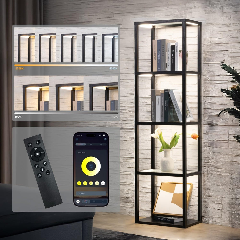Large Glass Display Shelf with Remote/APP Control, Curio Cabinet for Collecti...
