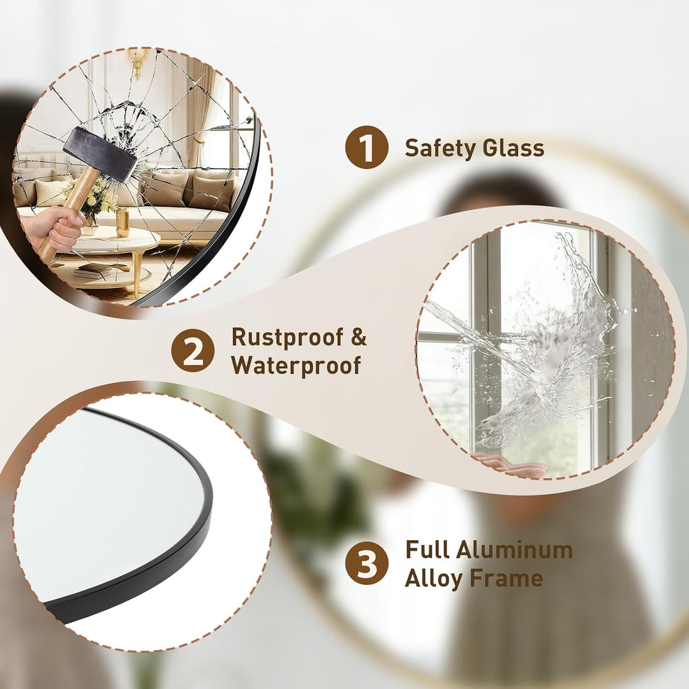 NEWBULIG 30 Inch Round Wall Mirror, Bathroom Mirrors for Over Sink